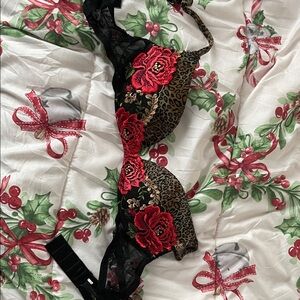 Intimissimi Leopard and Red Lace Bra